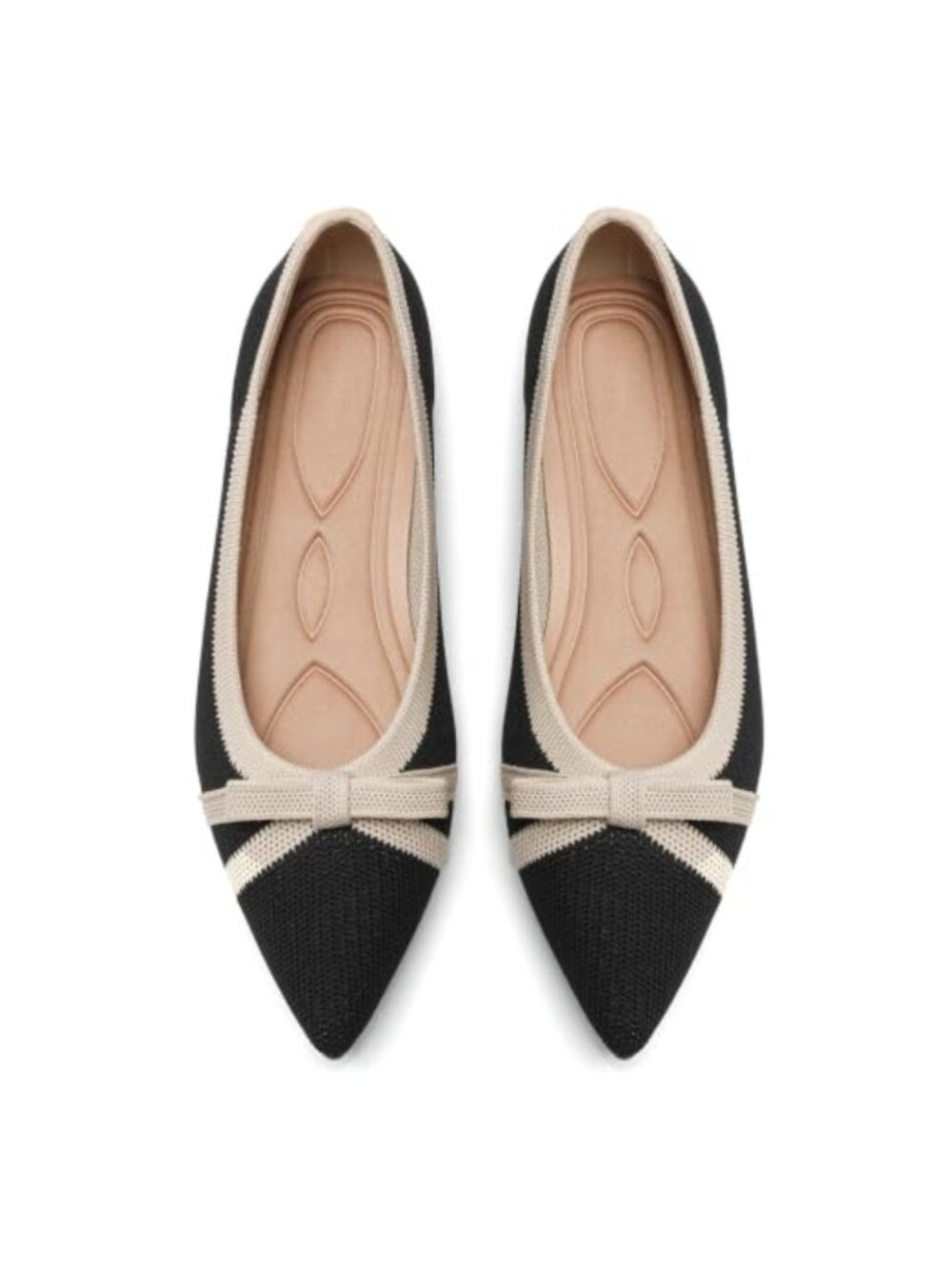 Women's Pointed Toe Knit Ballet Flats Slip On Comfortable Shoes for Office Work